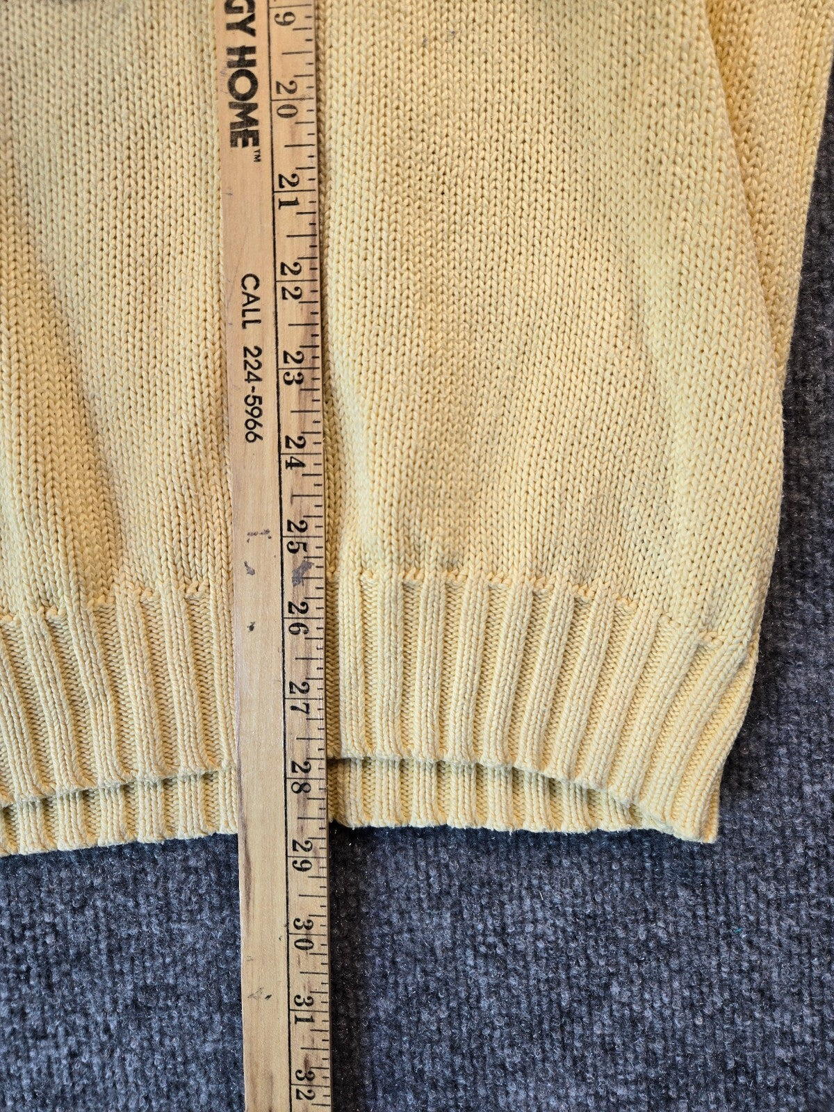 Vintage Polo Ralph Lauren Textured Knit Crewneck Sweater Yellow Cotton Size L