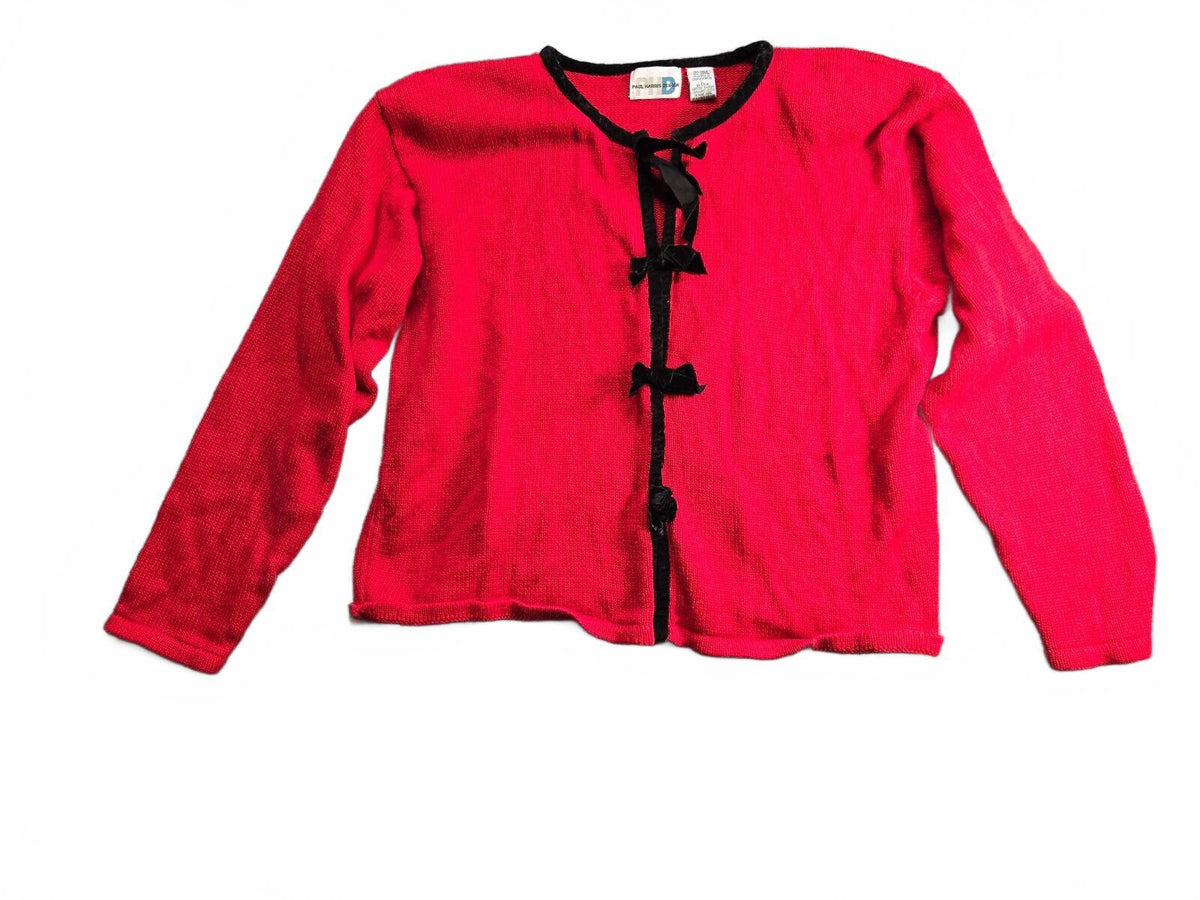 Vintage Paul Harris Design Red Ramie Cotton Knit Sweater Women's Large