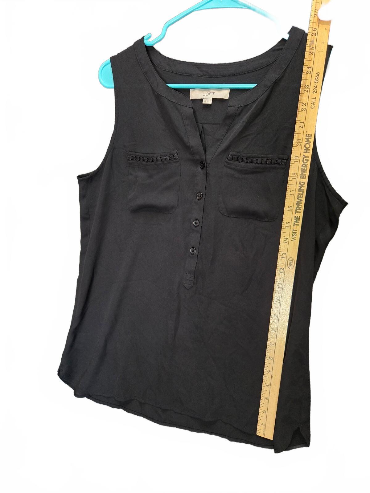 LOFT Women's Black Sleeveless Henley Top Size Small