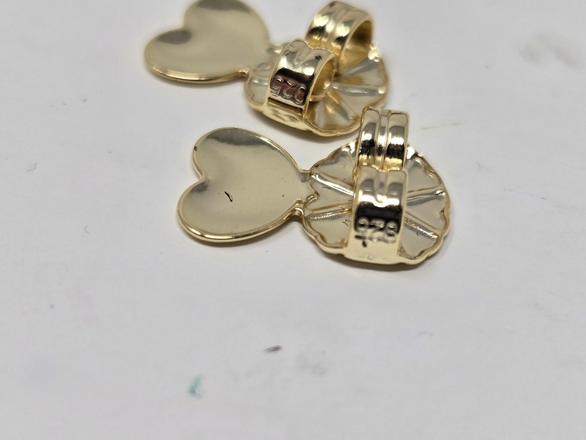 Vintage 14K Gold-Flashed Vermeil Sterling Silver Polished Heart Drop Post