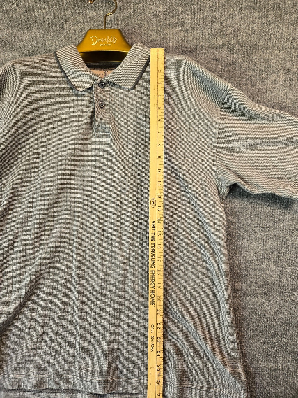 Vintage River Trader Knit Polo Shirt Mens Large L Gray Micro Stripe Cotton 80s