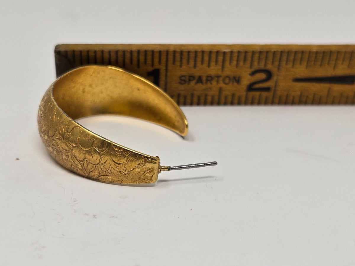 Vintage Montana Silversmiths Gold-Plated Engraved Western Filigree Floral Wide