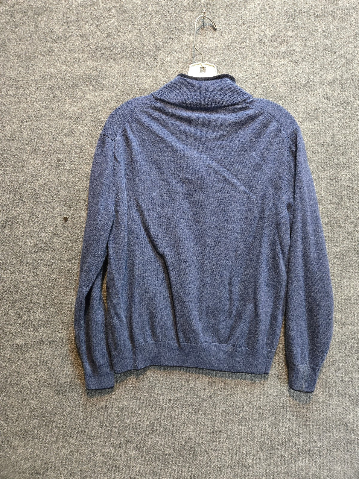 Kirkland Signature Men's Quarter Zip Mock Neck Pullover Sweater Heather Blue  MD