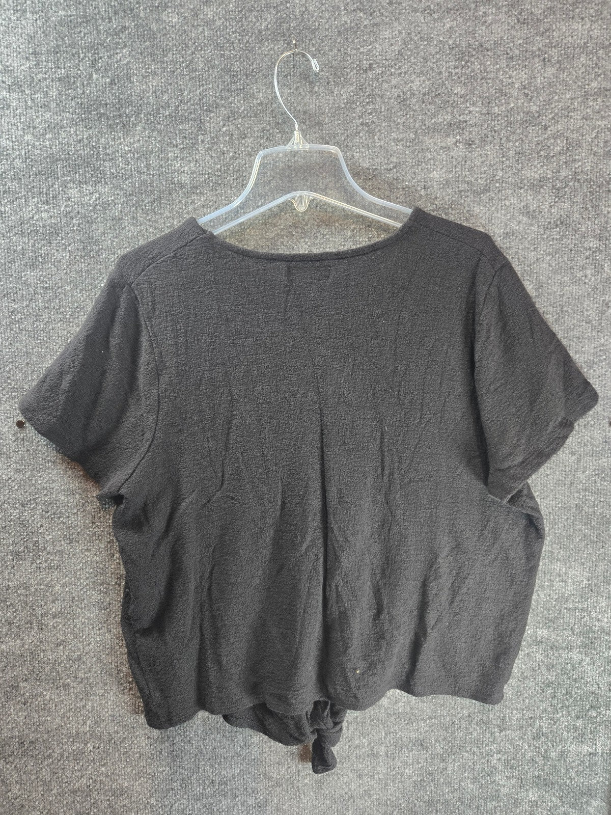 Eileen Fisher Black Cotton Short Sleeve Tie Front Top