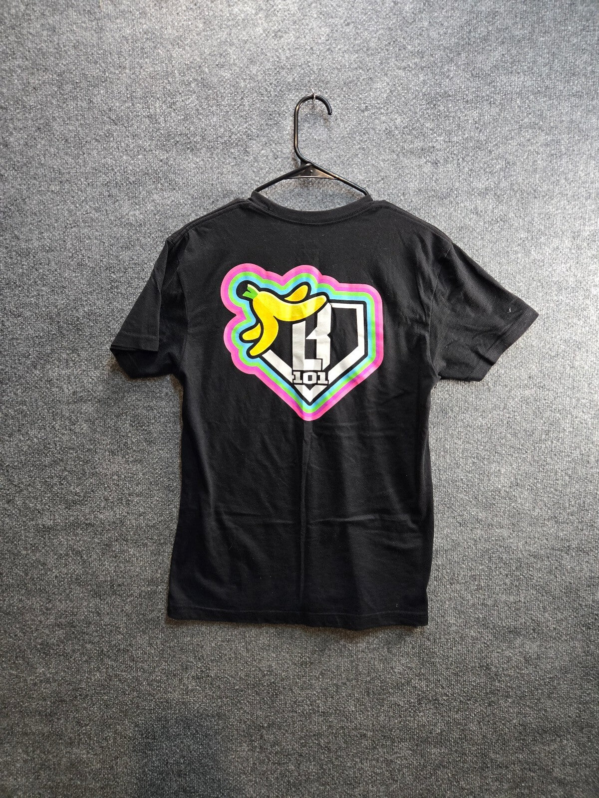 BSBLifestyle 101 Black Cotton Blend T-Shirt Small with Colorful Banana Logo SM