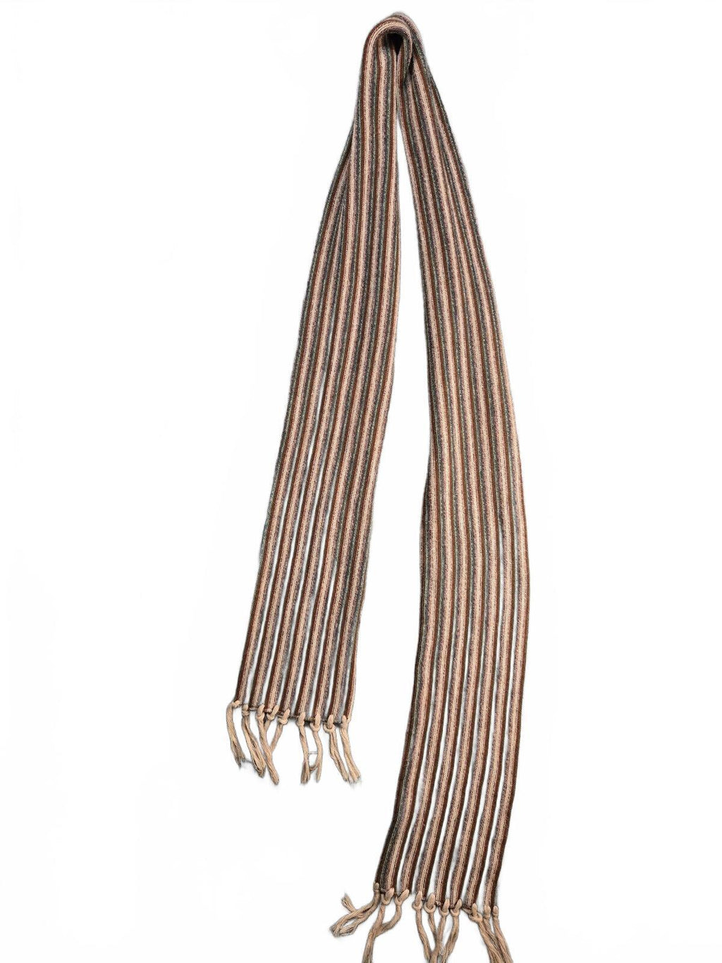 Men's Striped Knit Scarf with Fringe Ends