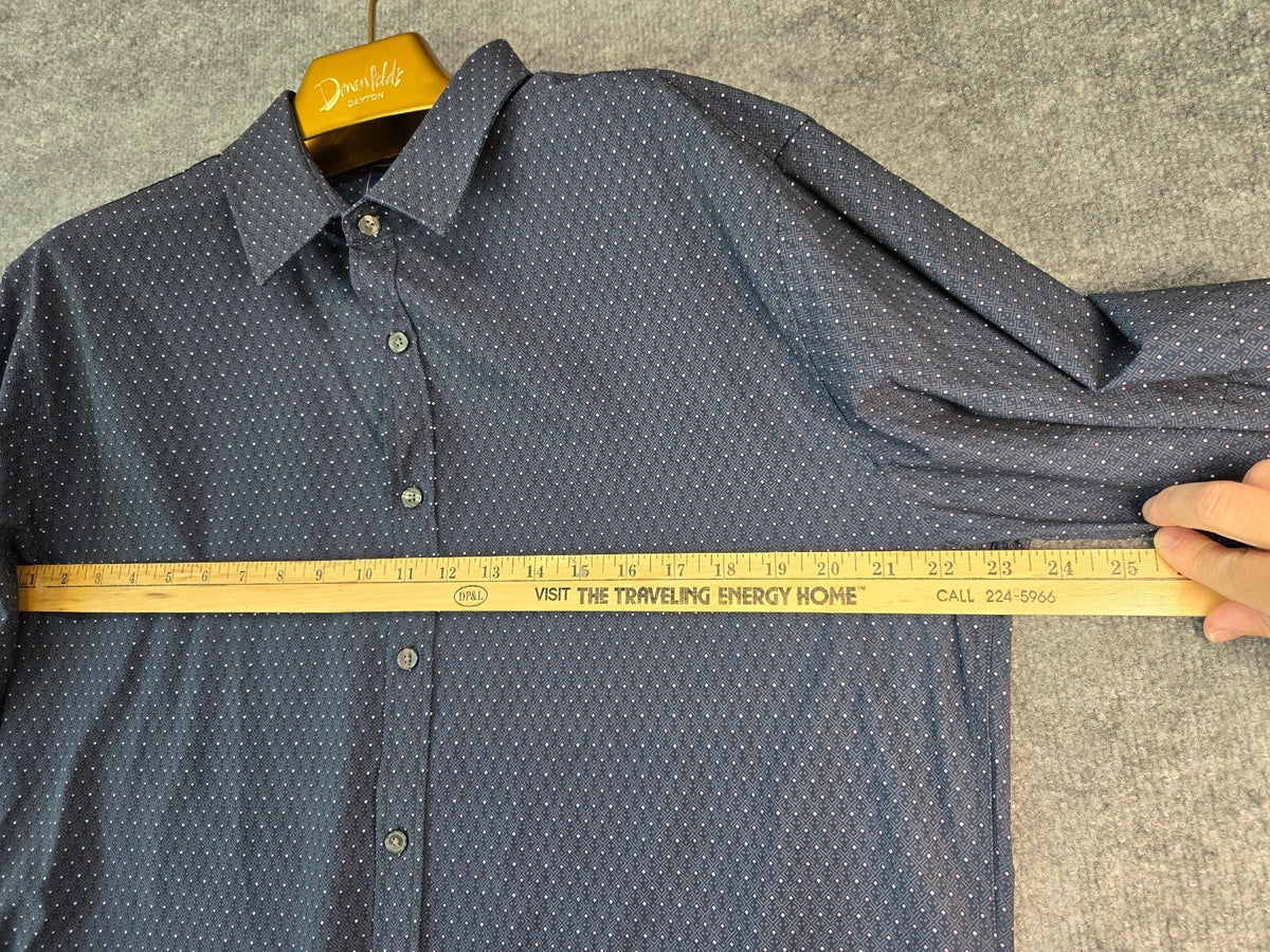 Rugby University Men's XL Stretch Short Sleeve Button-Up Shirt, Navy