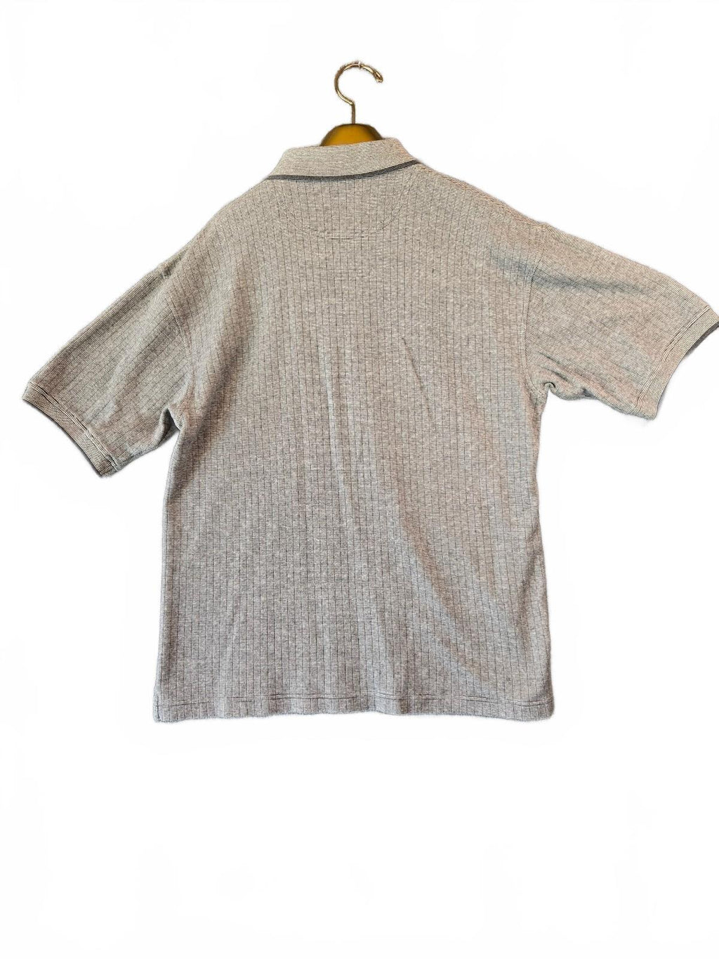 Vintage River Trader Knit Polo Shirt Mens Large L Gray Micro Stripe Cotton 80s