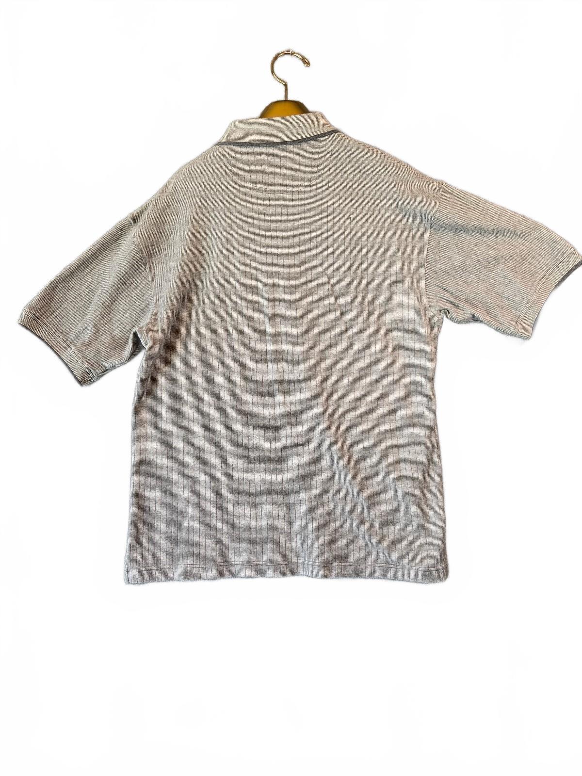 Vintage River Trader Knit Polo Shirt Mens Large L Gray Micro Stripe Cotton 80s
