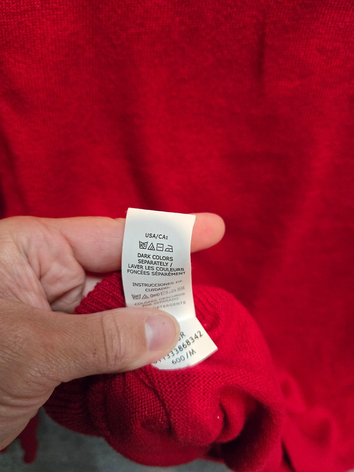 Chaps Mens Sweater Size M Red Fine Gauge V Neck Cotton Blend Long Sleeve