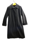 Jones New York Petite Black Wool Blend Long Trench Overcoat Jacket Size 4P Lined