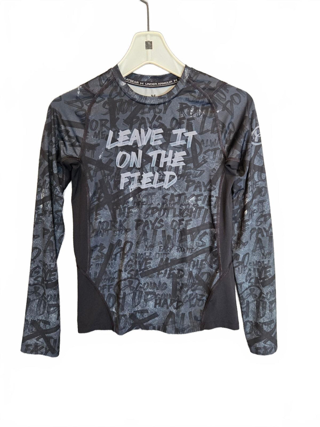 Under Armour Boys Youth Large HeatGear Compression Long Sleeve Shirt Gray