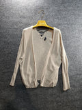 American Eagle Med Light Beige Open Front Knit Cardigan with Crisscross Detail