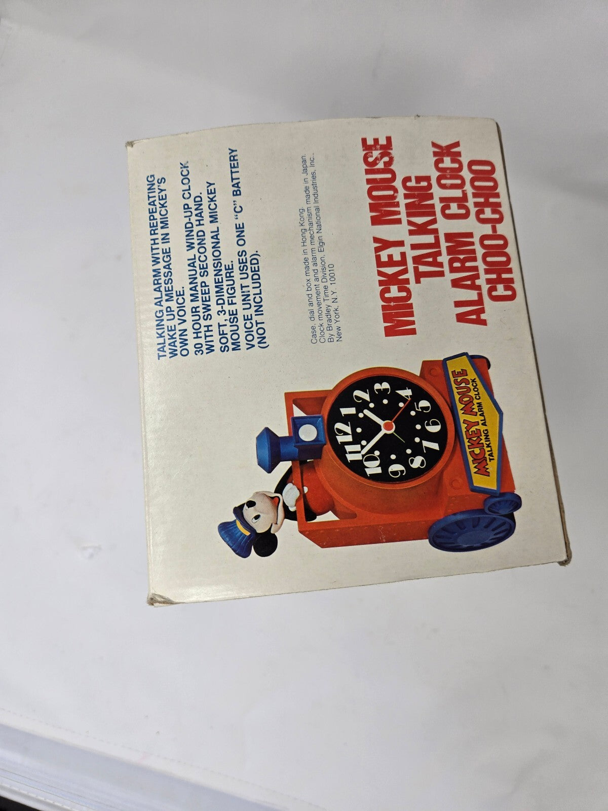 1970's BRAND NEW IN BOX Mickey Mouse Talking Alarm Clock Choo-Choo Bradly Time
