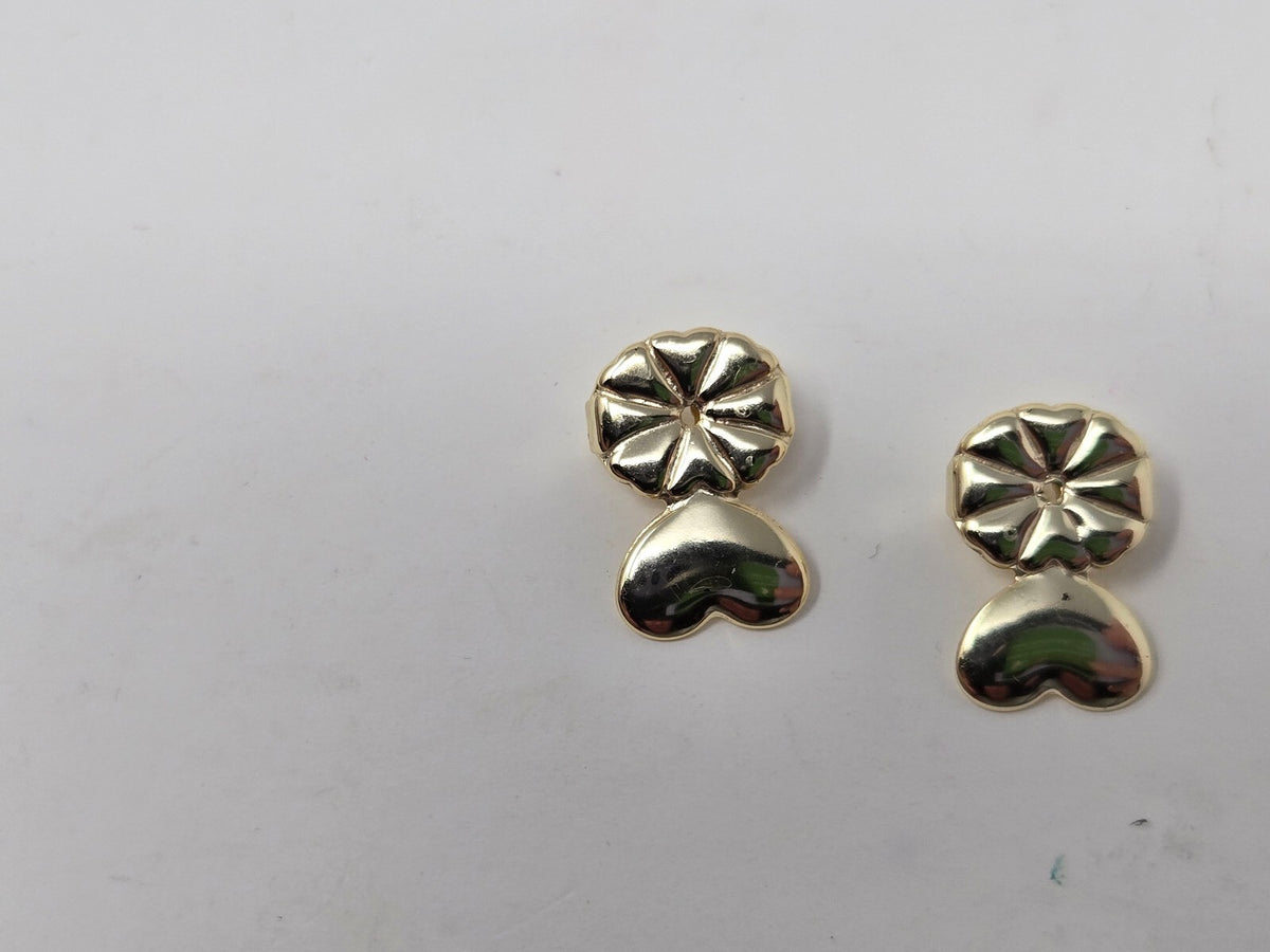Vintage 14K Gold-Flashed Vermeil Sterling Silver Polished Heart Drop Post