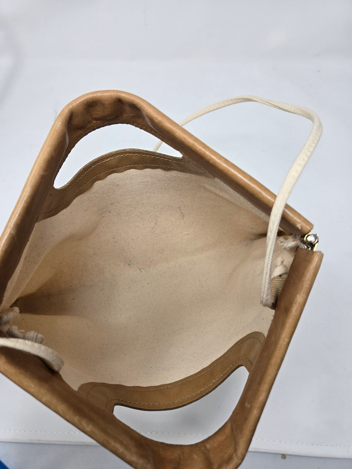 Vintage 1970s Boho Cream Canvas Convertible Clutch Shoulder Bag