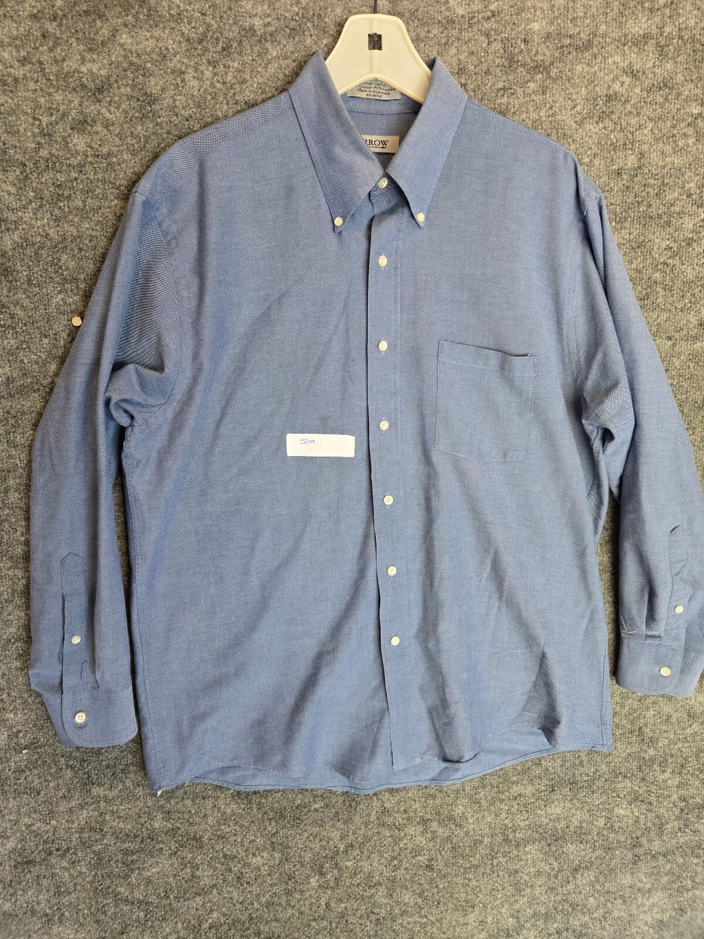 Arrow Dover Mens Long Sleeve Blue Oxford Cloth Button Down Shirt Lrg pots
