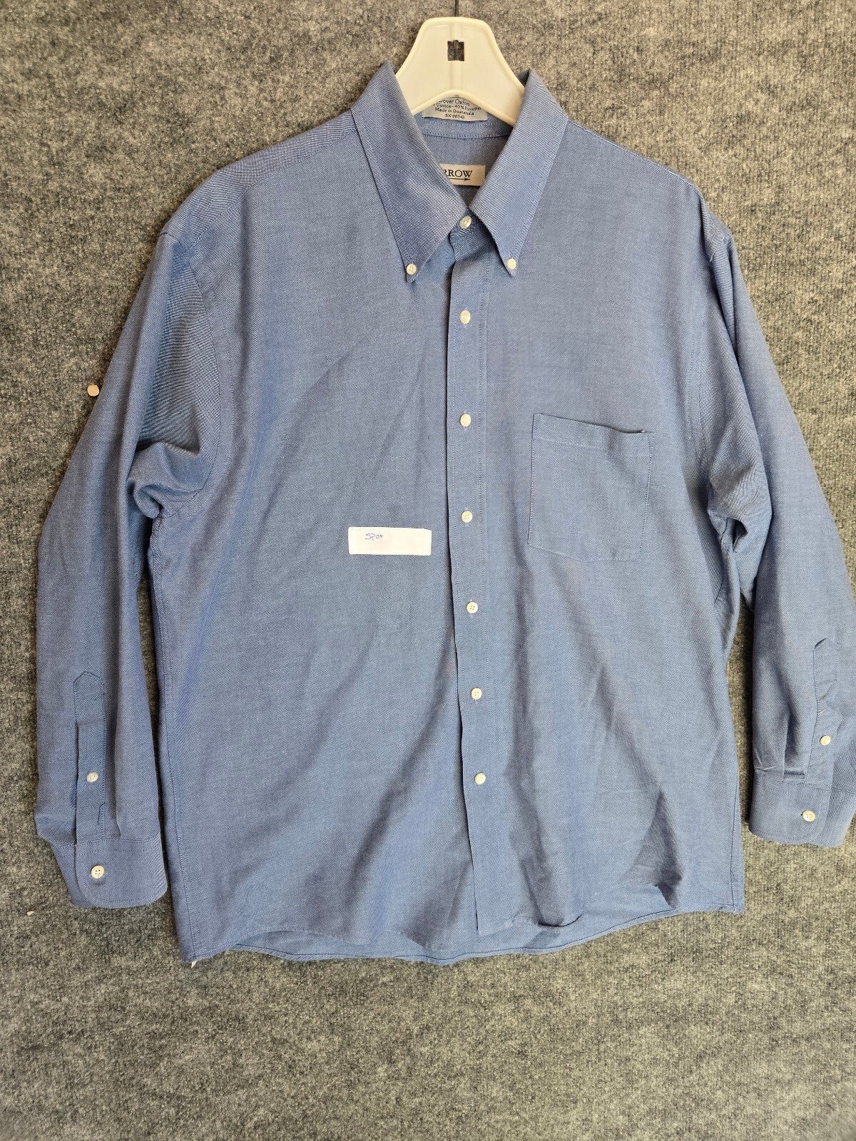 Arrow Dover Mens Long Sleeve Blue Oxford Cloth Button Down Shirt Lrg pots