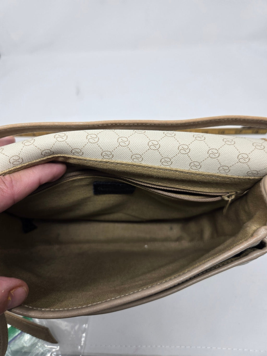 Vintage 1980s Pappagallo Preppy Monogram Coated Canvas Crossbody Flap Bag