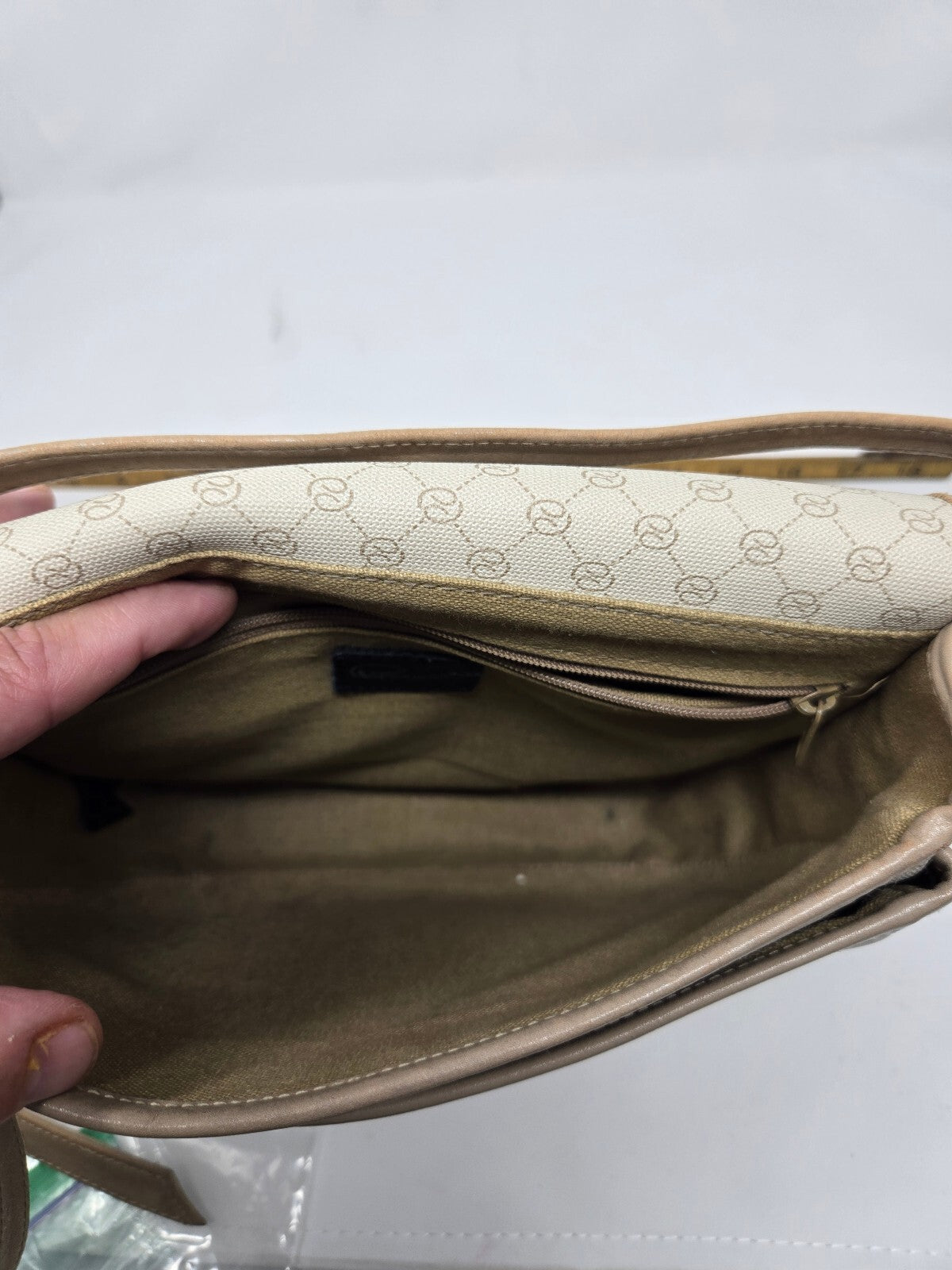 Vintage 1980s Pappagallo Preppy Monogram Coated Canvas Crossbody Flap Bag