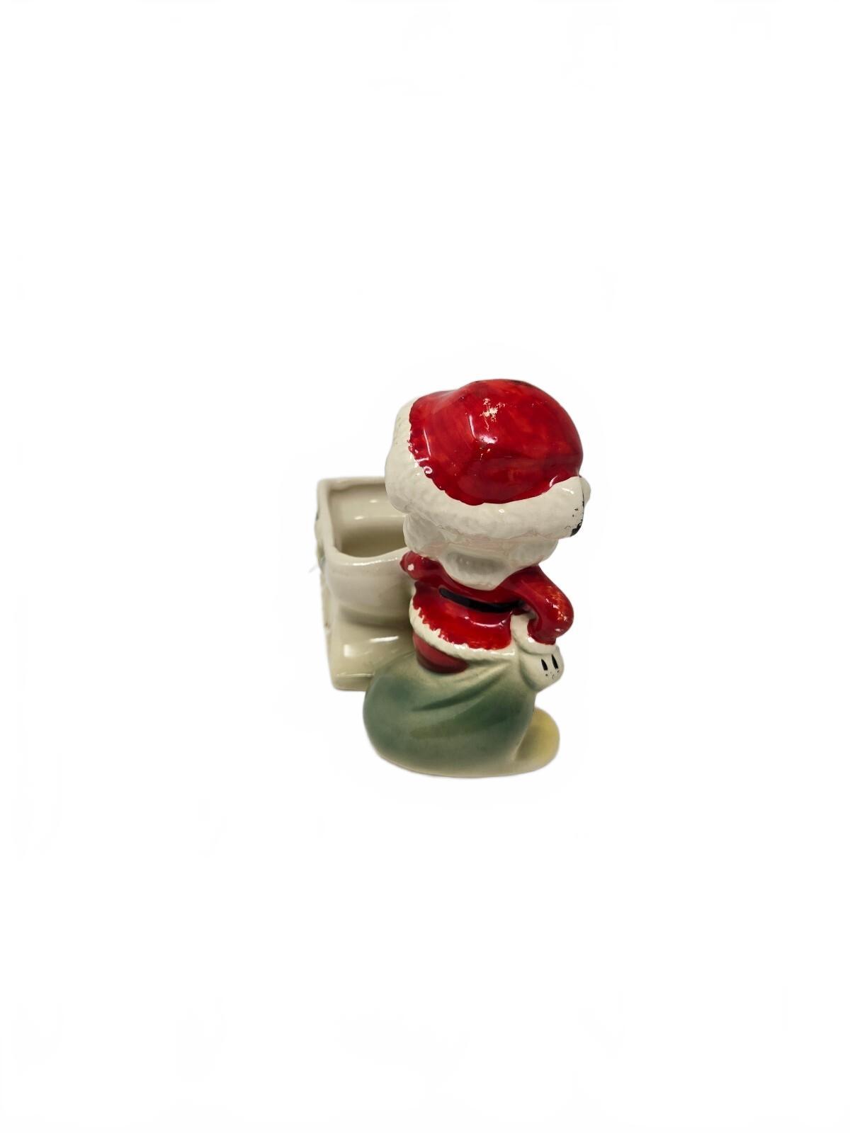 Ceramic Mickey Mouse Santa In Red Suit Riding In A Matching Christmas Sleigh