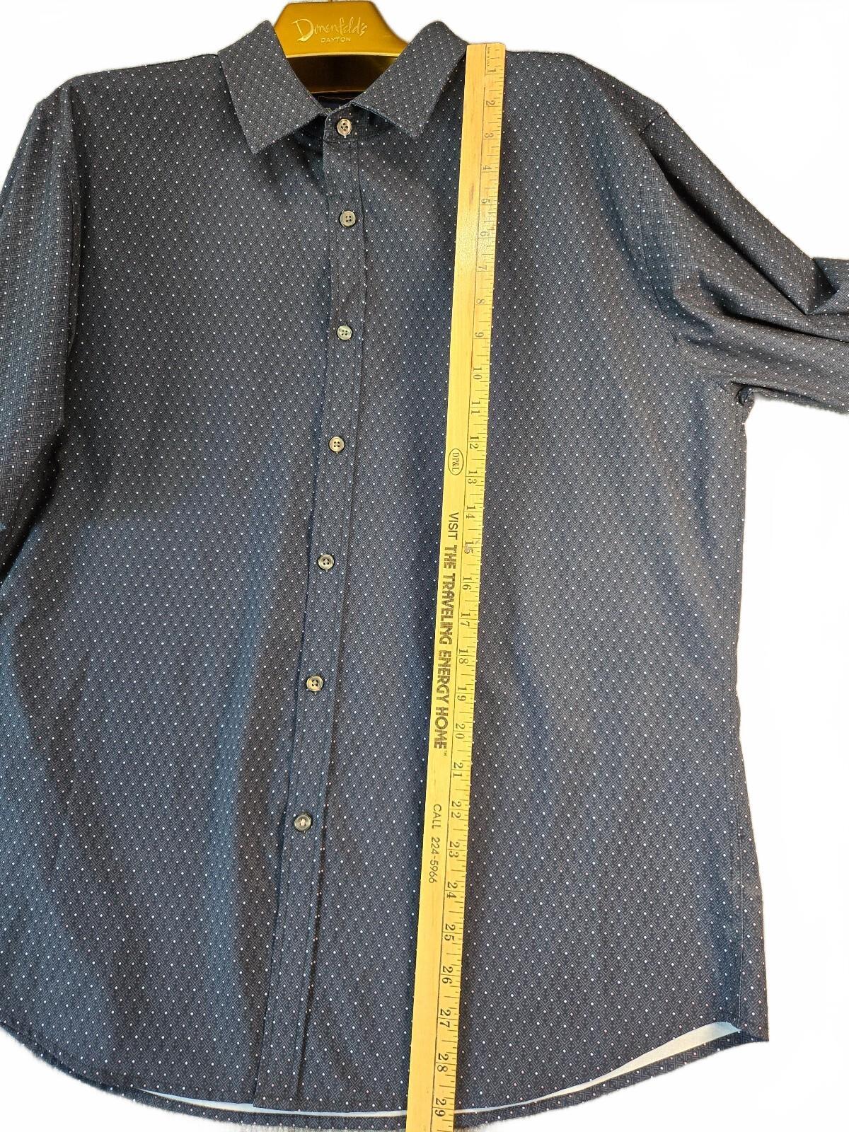 Rugby University Men's XL Stretch Short Sleeve Button-Up Shirt, Navy
