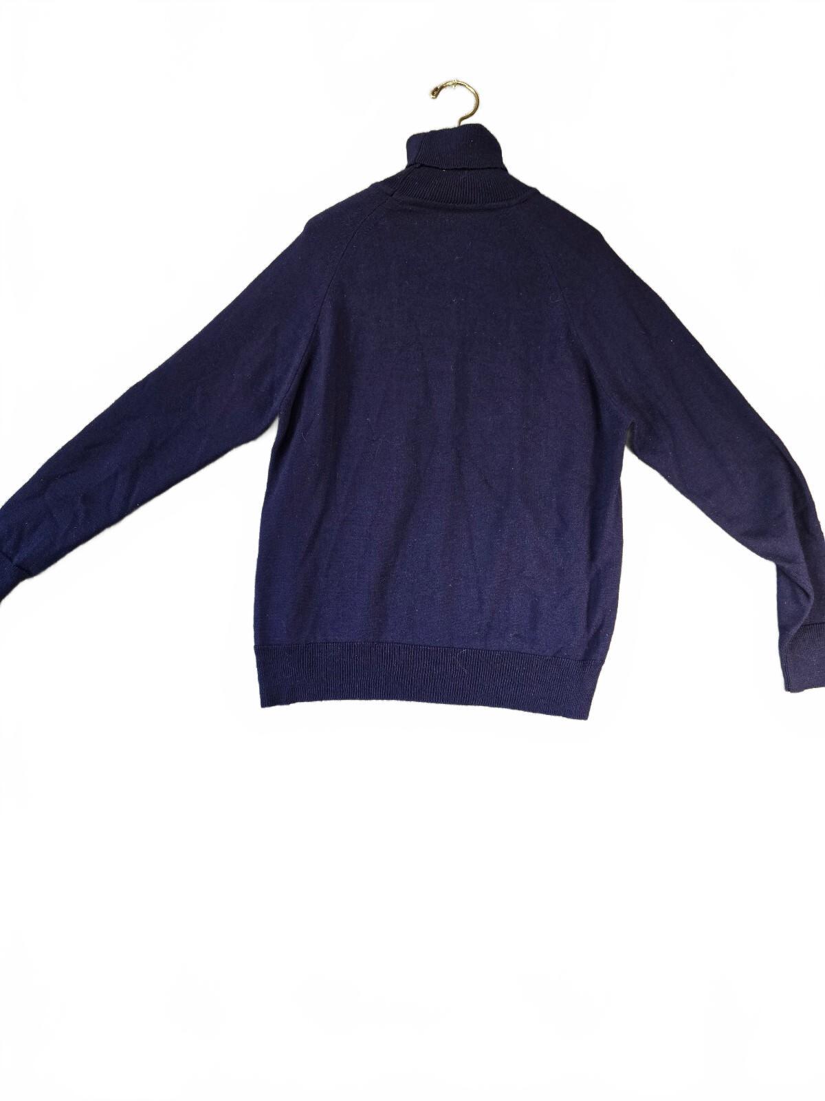 Men's Navy Blue Turtleneck Sweater Medium K.P. Knitwear