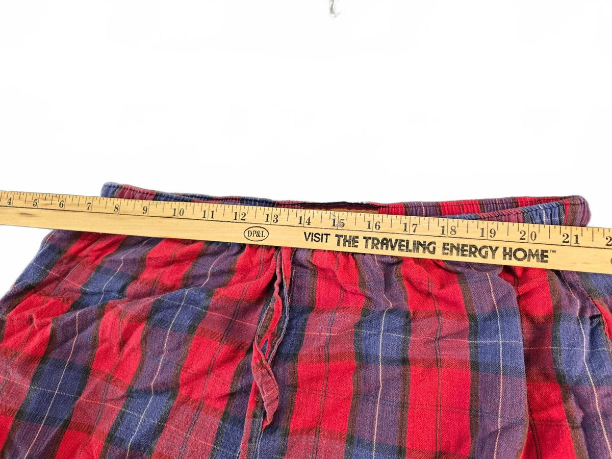 Red and Blue Plaid Lounge Pants with Drawstring Waist