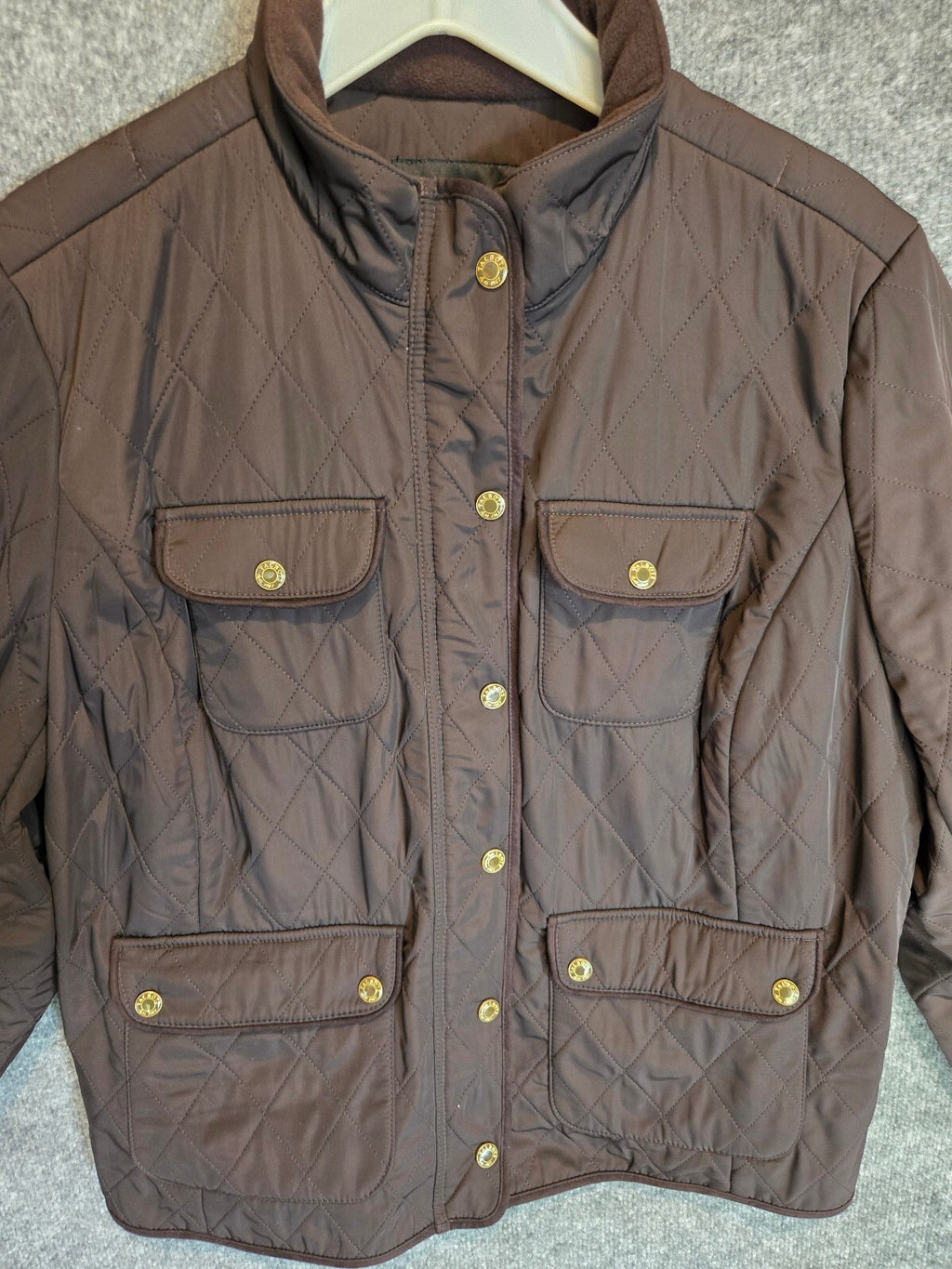 Talbots Quilted Utility Field Jacket Brown Gold Snaps Plus Size 2XP