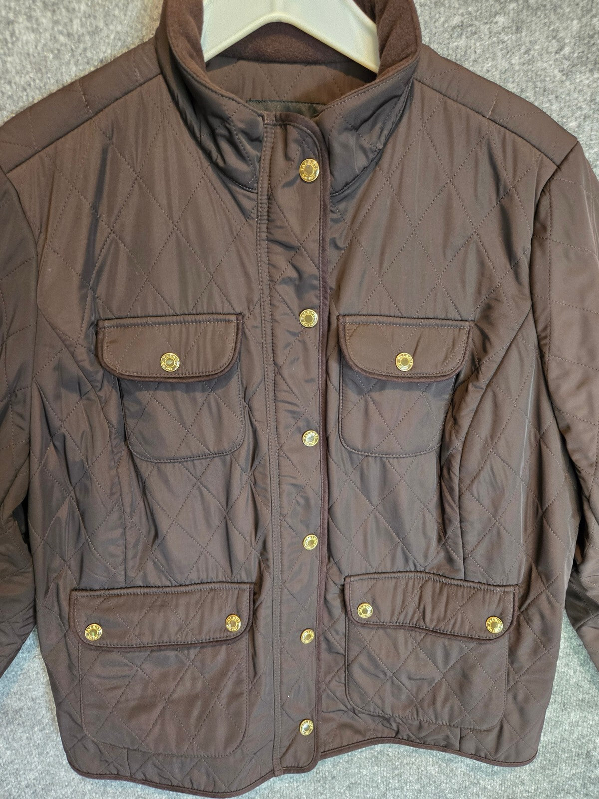Talbots Quilted Utility Field Jacket Brown Gold Snaps Plus Size 2XP