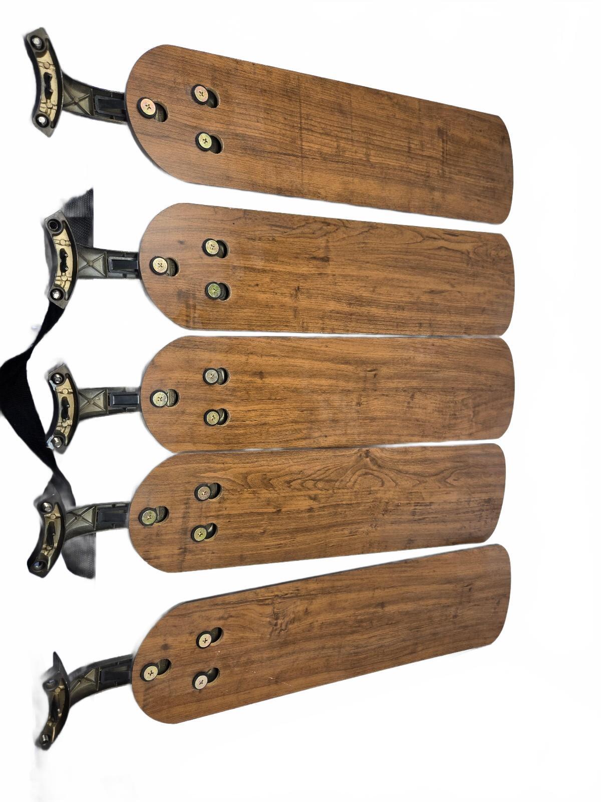 Set of 5 Wooden Ceiling Fan Blades with Black Mounting Hardware