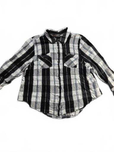 Lane Bryant Black and White Plaid Button-Up Shirt with Chest Pockets XL
