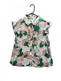 Liz Claiborne Floral Ruffle Button Down Blouse Top Pink Green Plus Size 1X
