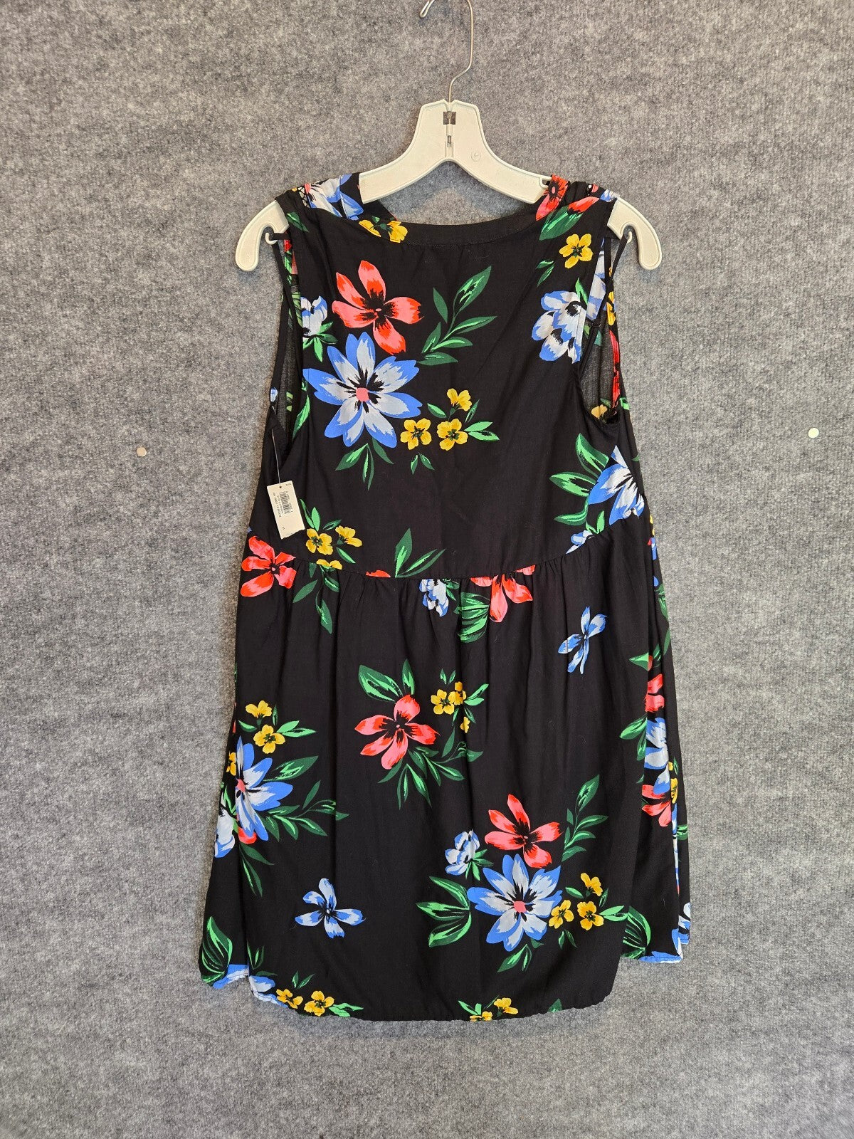 "Old Navy Women's Black Tropical Floral Sleeveless Lace-Up Shift Sundress Size S