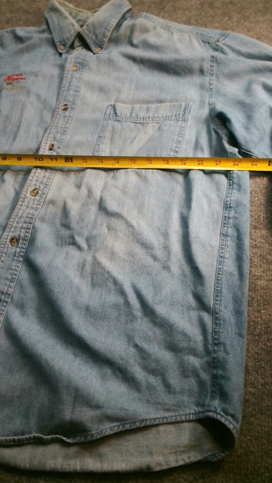 Vintage Hollaway University Of Dayton Flyers Denim Button Up Shirt Large