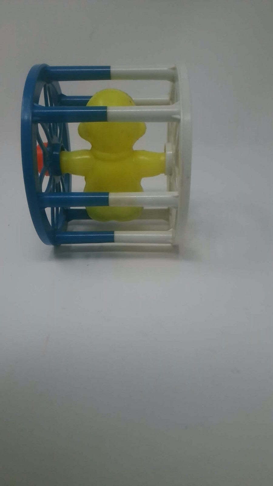 Vintage 1960s Plastic Rolling Wheel Toy Doll Rattle Made in Hong Kong