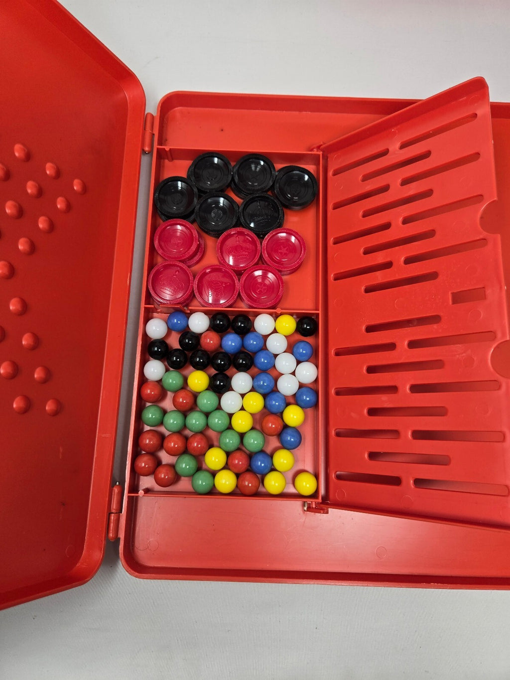Vintage Pressman Take-Along Checkers & Chinese Checkers 2-in-1 Game Travel Red