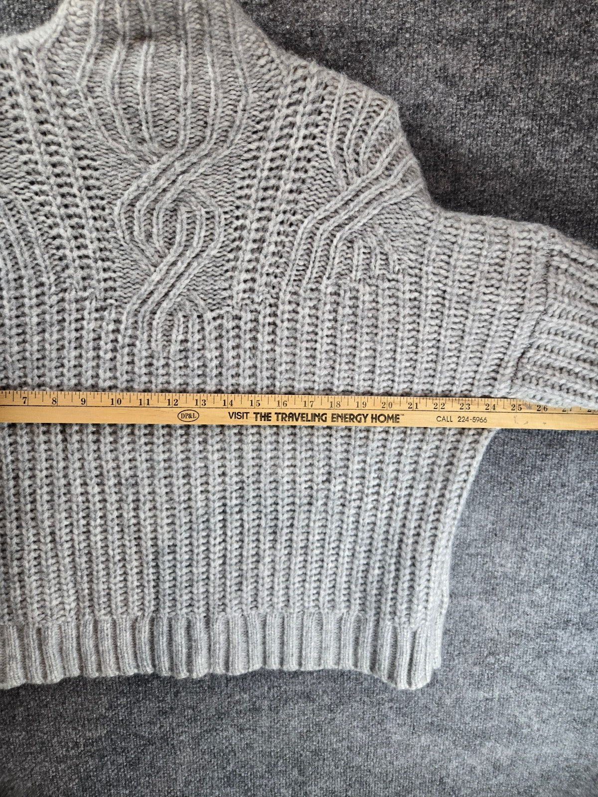 Gray Knit Turtleneck Sweater, Medium