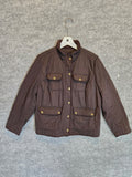 Talbots Quilted Utility Field Jacket Brown Gold Snaps Plus Size 2XP