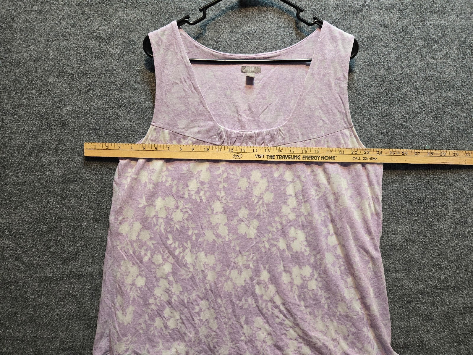 J. Jill Purple Floral Knit Tank Top Sleeveless Ruched Scoop Neck Size xl