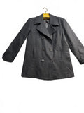 Classic Black Wool Peacoat Jacket with Double-Breasted Buttons