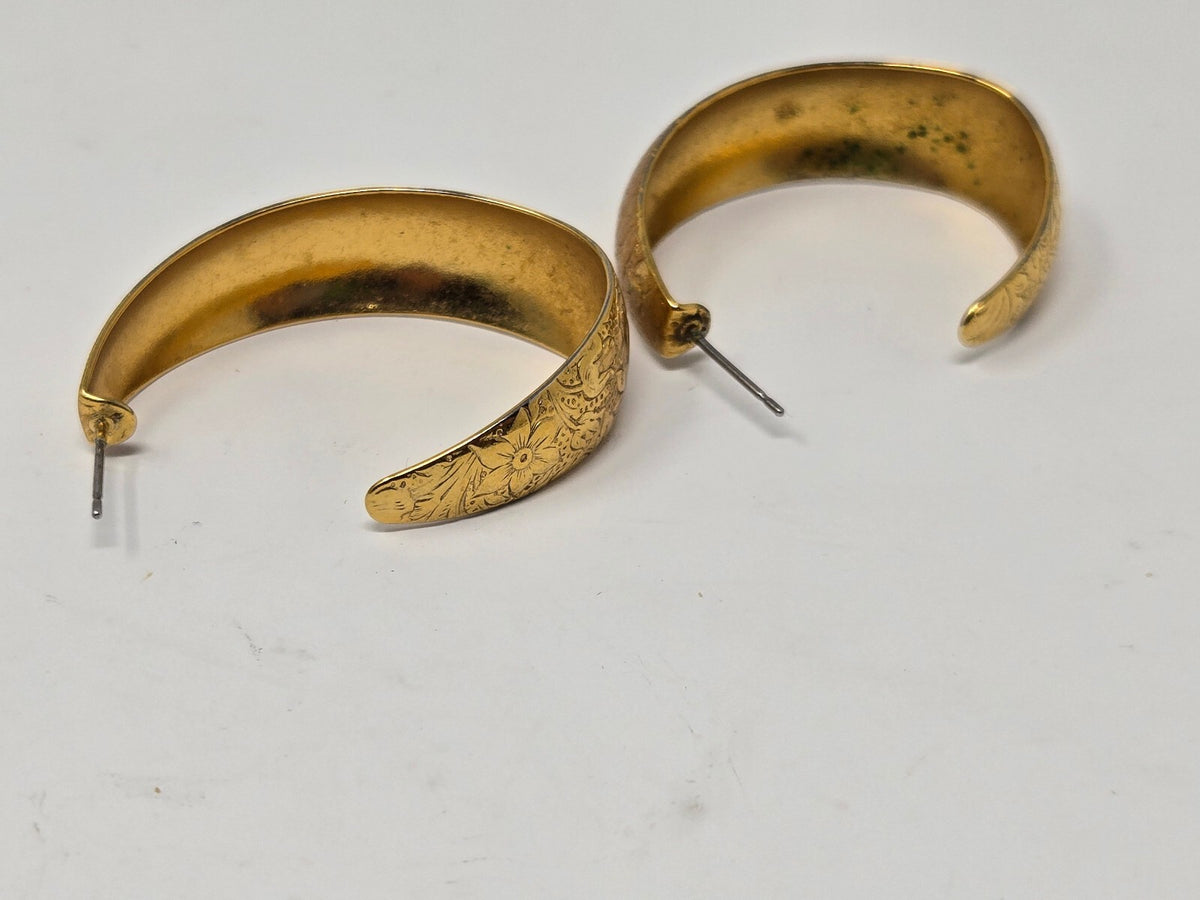 Vintage Montana Silversmiths Gold-Plated Engraved Western Filigree Floral Wide