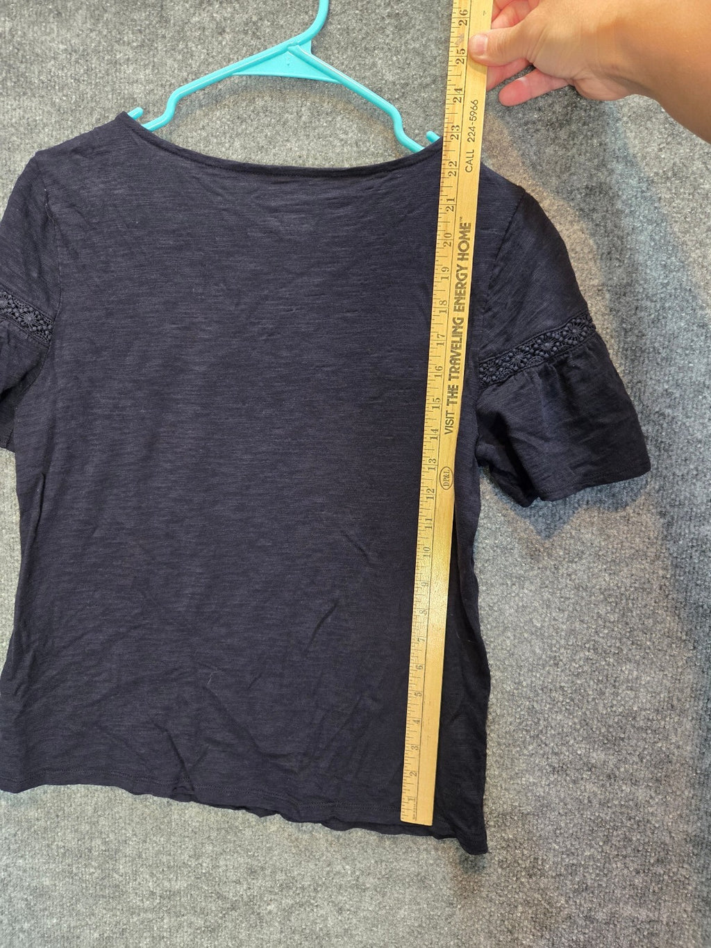 Talbots Women's Navy Blue Eyelet Lace Yoke Top MP