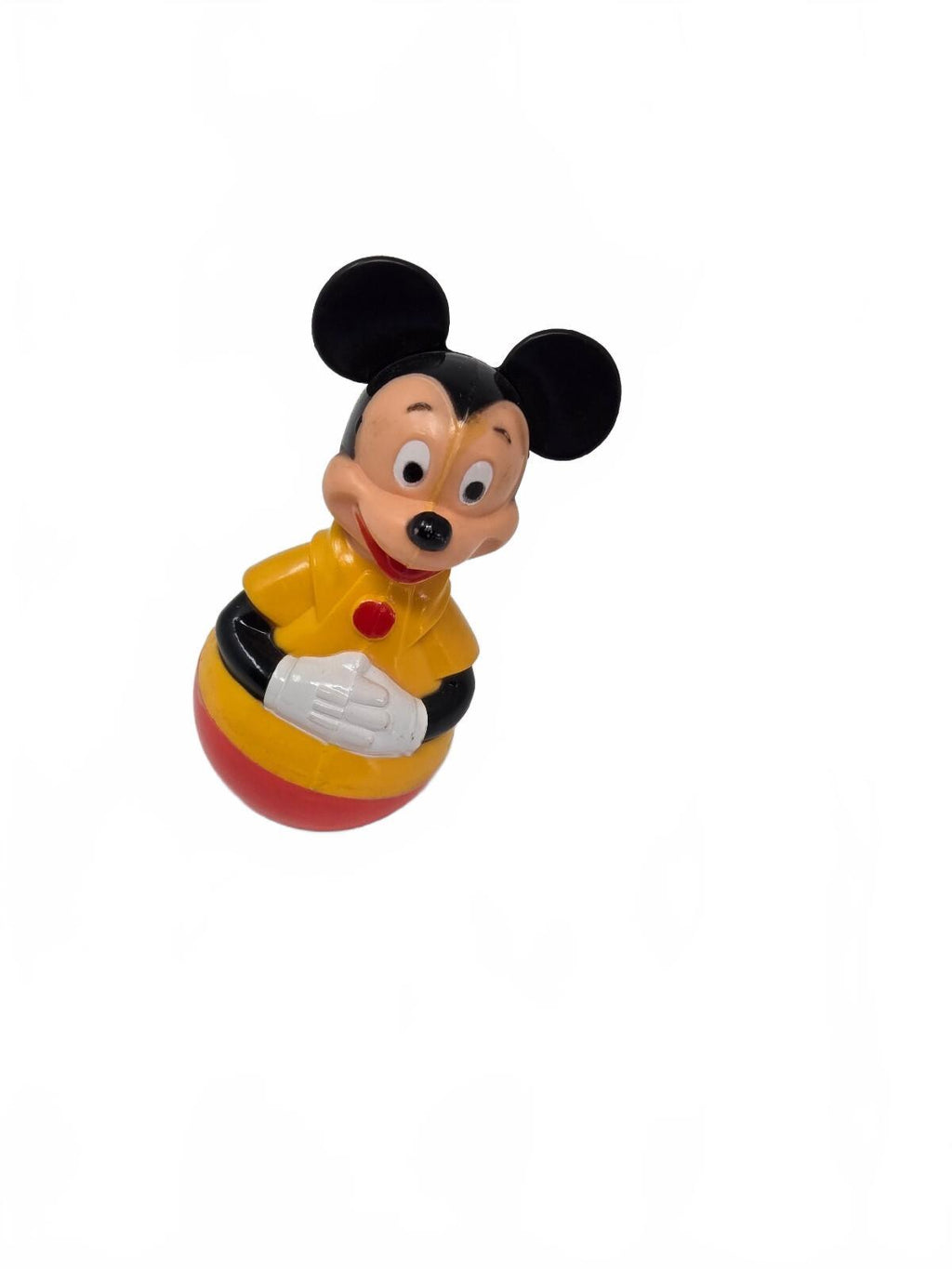 1975 Walt Disney Production Mickey Mouse Roly Poly Weeble Wobble Toy And Rattle