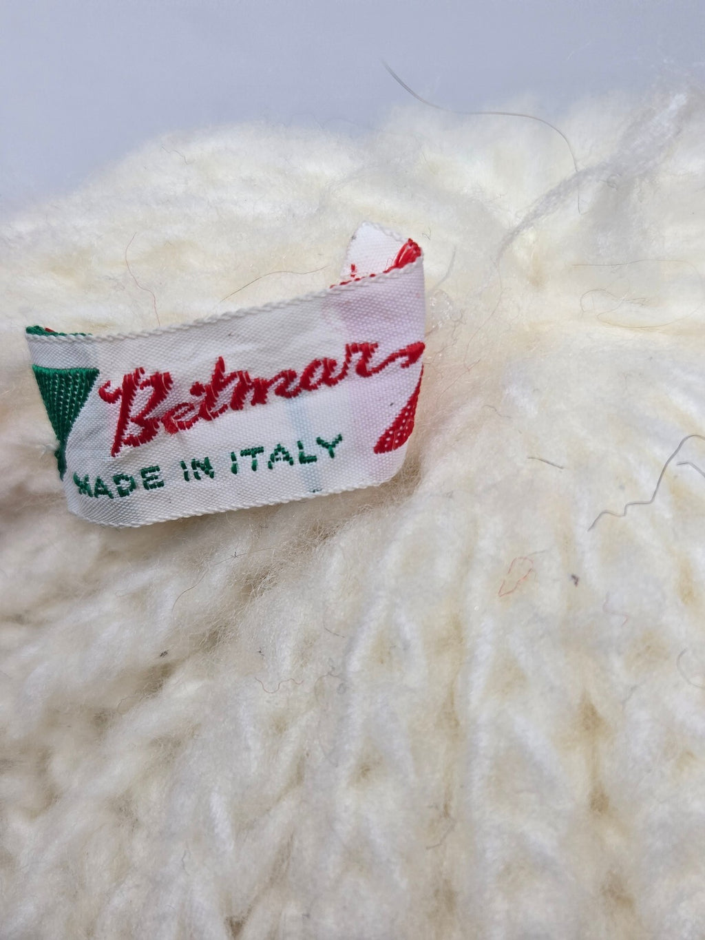 Vintage Betmar Made In Italy Cream Chunky Knit Bucket Hat Cuffed Cloche OSFM