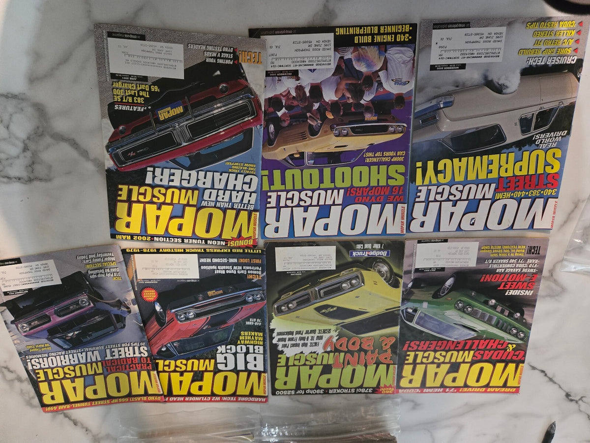 Set of 6 Mopar Muscle Magazines with Suspension Parts Only Inserts