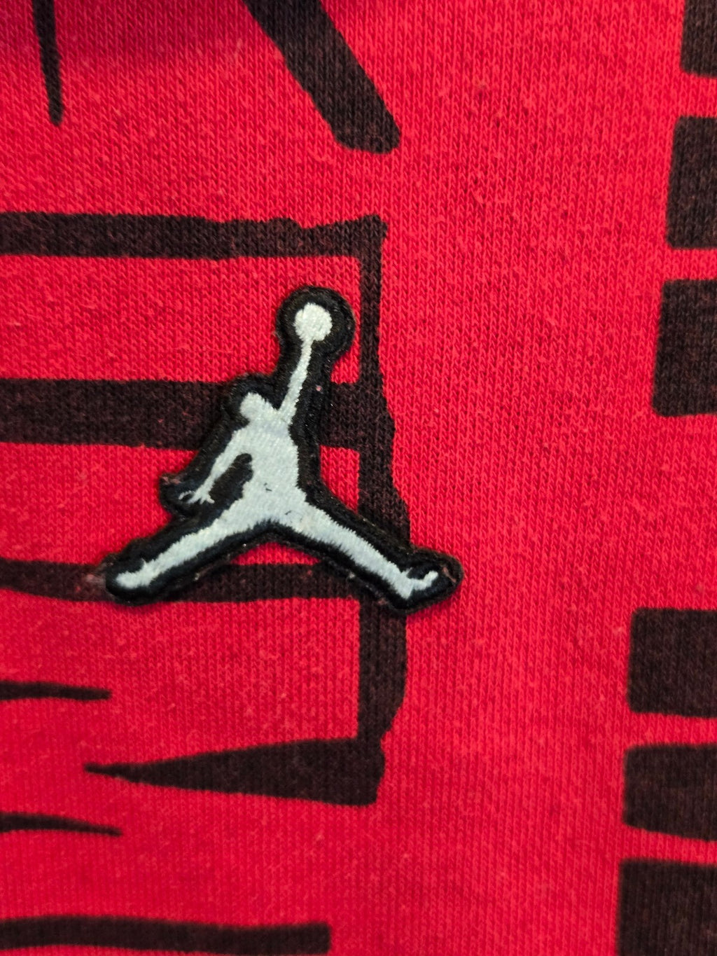 Nike Air Jordan Essentials All-Over Print Fleece Pullover Hoodie Red Black YLG