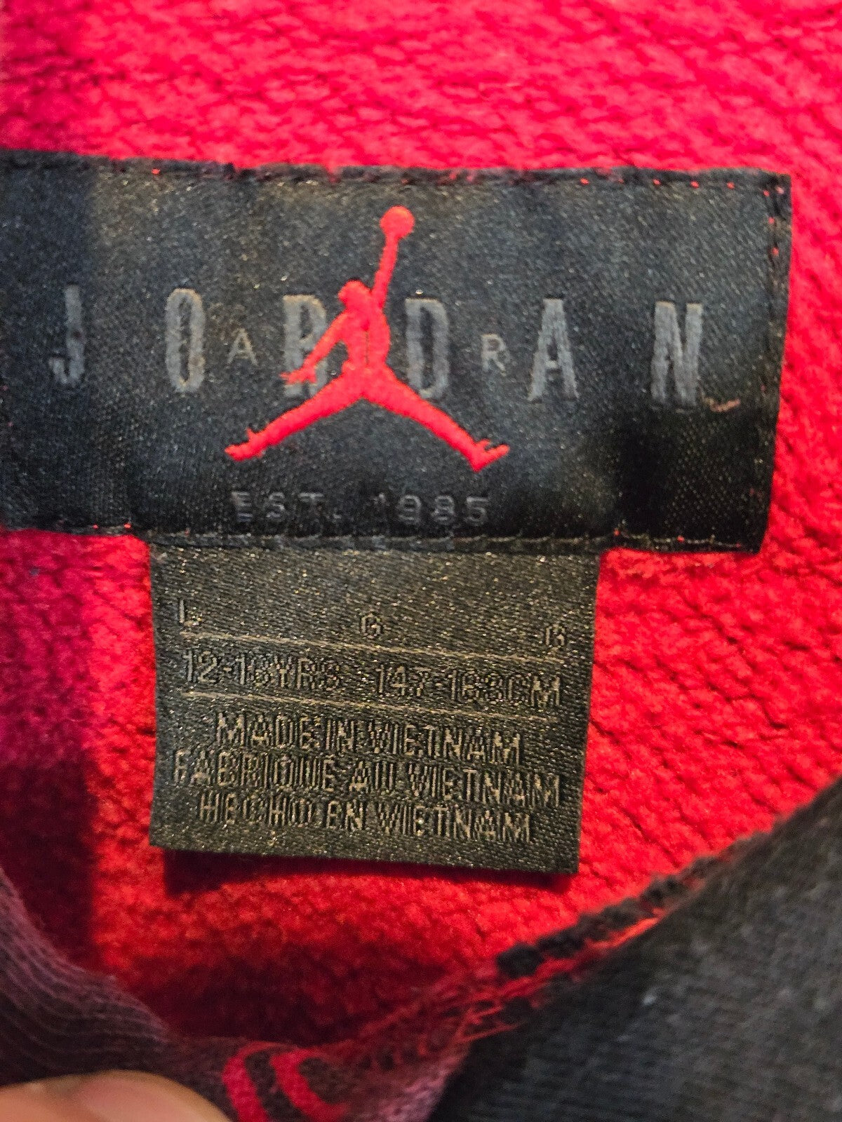 Nike Air Jordan Essentials All-Over Print Fleece Pullover Hoodie Red Black YLG