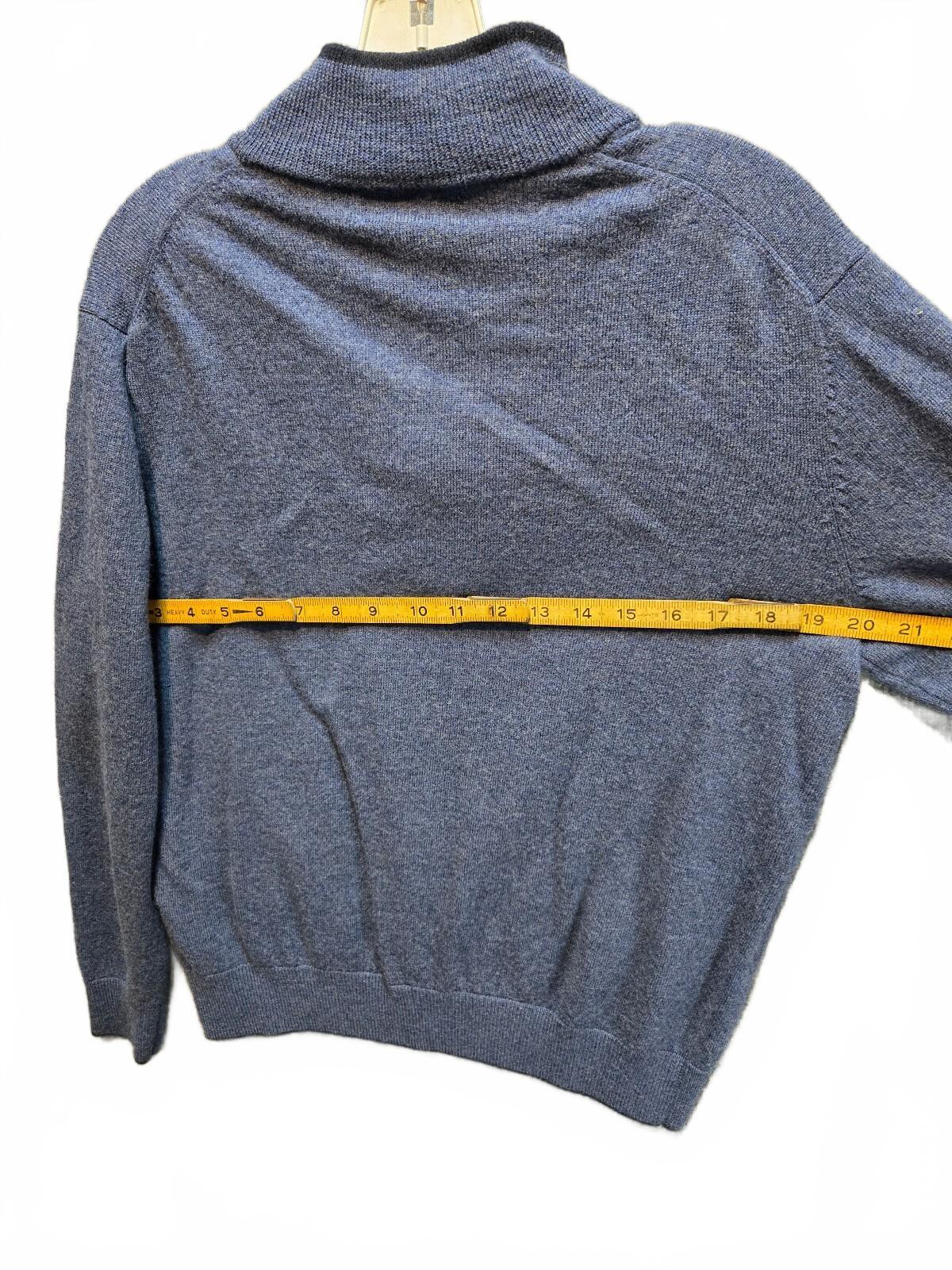 Kirkland Signature Men's Quarter Zip Mock Neck Pullover Sweater Heather Blue  MD
