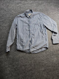 Aeropostale Men's Large Blue & White Vertical Striped Long Sleeve Button Down